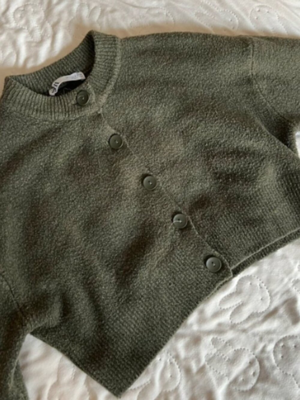 Zara Green Cropped Cardigan